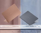 Laptop Panther Lake ZenBook 14 OLED zapewnia do 18 godzin przeglądania stron internetowych po pełnym naładowaniu. Na zdjęciu: zdjęcie promocyjne przedstawiające dwie opcje kolorystyczne laptopa.