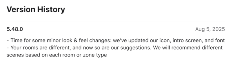 Informacje o wydaniu aplikacji Philips Hue w wersji 5.48.0. (Źródło obrazu: Apple App Store)