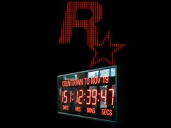 Logo Rockstar Games z zegarem odliczającym czas do premiery GTA 6