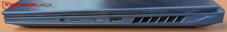 Z prawej strony: USB-A 3.2 Gen 2, USB-C z Thunderbolt 4 (PD 3.0, DP 1.4, USB 4), czytnik kart micro SD, gniazdo słuchawkowe