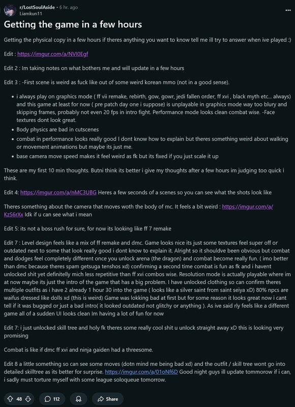 Wczesne wrażenia z Lost Soul Aside (źródło obrazu: zrzut ekranu, subreddit Lost Soul Aside)