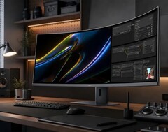 Monitor gamingowy HKC Apocalypse 43H180C charakteryzuje się proporcjami ekranu 24:9 oraz rozdzielczością 5k2k+.