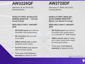 Alienware AW3225QF i AW2725DF - najważniejsze informacje (Źródło: Dell/Alienware)