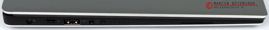lewy bok: gniazdo zasilania, USB Thunderbolt3/USB 3.1 gen. 2, USB 3.0, gniazdo audio