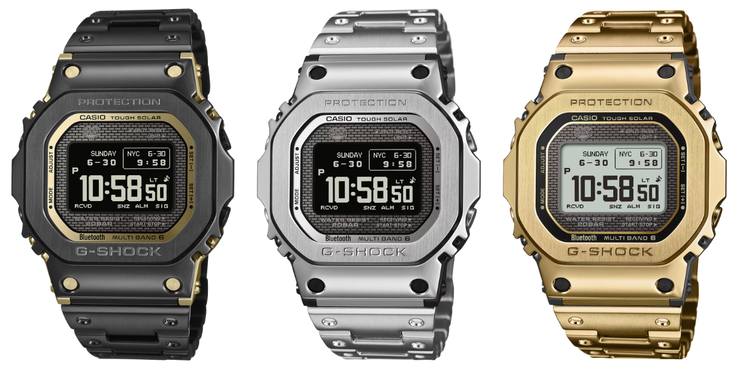 Od lewej do prawej: zegarki Casio G-Shock GMW-BZ5000BD-1, GMW-BZ5000D-1 i GMW-BZ5000GD-1. (Źródło zdjęcia: Casio)