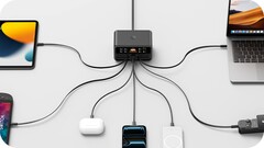 Siedem urządzeń może być zasilanych jednocześnie przez USB-C lub USB-A z łączną maksymalną mocą 350 W.