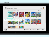 Menu Virtual Game Card w interfejsie Nintendo Switch wyświetlające popularne tytuły, takie jak The Legend of Zelda: Tears of the Kingdom, Splatoon 3 i Pokémon Scarlet. (Źródło obrazu: Nintendo)