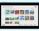 Menu Virtual Game Card w interfejsie Nintendo Switch wyświetlające popularne tytuły, takie jak The Legend of Zelda: Tears of the Kingdom, Splatoon 3 i Pokémon Scarlet. (Źródło obrazu: Nintendo)