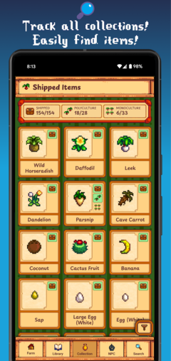 Baza danych przedmiotów w aplikacji Gunther's Library. (Źródło obrazu: Sklep Google Play)