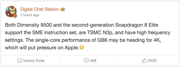 SoC nowej generacji Snapdragon 8 Elite Gen 2 i Dimensity 9500 będą charakteryzować się godną pochwały poprawą wydajności. (Źródło zdjęcia: DCS via Weibo)