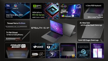 MSI Stealth 16 AI+: Przegląd funkcji. (Źródło obrazu: MSI)