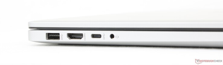 Po lewej: USB-A (5 Gb/s), HDMI 1.4b, USB-C (10 Gb/s) z DisplayPort 1.4 + Power Delivery 3.1, zestaw słuchawkowy 3,5 mm