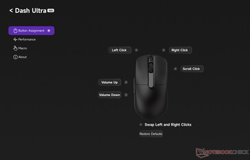 Sekcja przypisywania przycisków