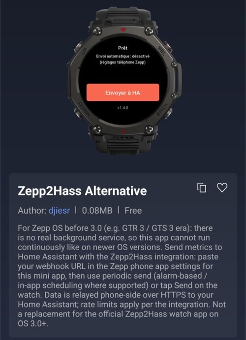 Zepp2Hass Alternatywna aplikacja Zepp Mini dla smartwatchów Amazfit