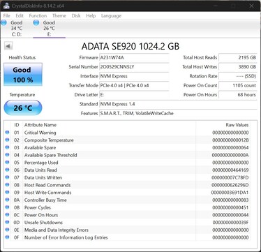 Dysk ADATA SE920 obsługuje standard PCIe 4.0 x4