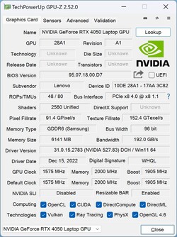 GPU-Z: GeForce RTX 4050 Laptop