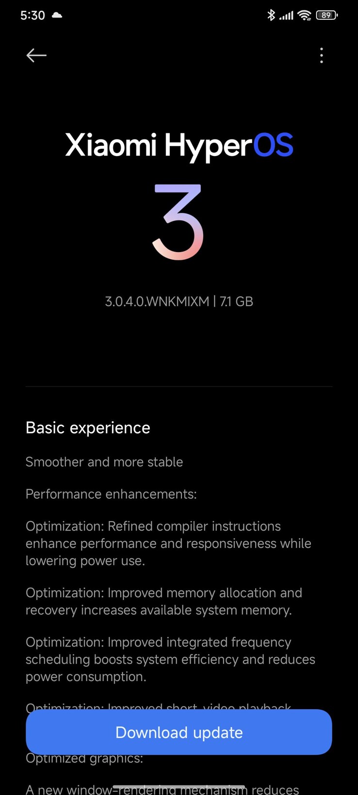 HyperOS 3 OTA na Poco F6 Pro (źródło obrazu: u/waelabdrabbo via Reddit)