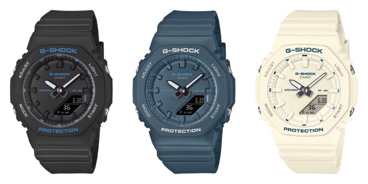Od lewej do prawej: zegarki Casio G-Shock GMA-P2100BA-1A, GMA-P2100BA-2A i GMA-P2100BA-7A. (Źródło zdjęcia: Casio)