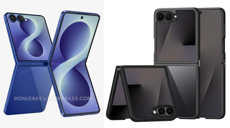 Galaxy Rendery Z Flip 8 (po lewej), wczesne rendery obudowy Galaxy Z Flip 8 (po prawej)