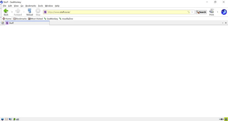 Wersja 2.53.22: Stuff.co.nz w ogóle się nie ładuje, w przeciwieństwie do Firefoksa 128 opartego na wersji 2.53.21 (Źródło obrazu: Zrzut ekranu - Notebookcheck)