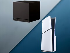 Steam Machine na zdjęciu obok konsoli PS5 (źródło zdjęcia: Valve, Sony PlayStation z poprawkami)