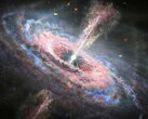 Ilustracja odległej galaktyki z aktywnym kwazarem w jej centrum. (Źródło zdjęcia: Nasa, ESA i J. Olmsted - STScI)