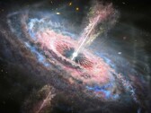 Ilustracja odległej galaktyki z aktywnym kwazarem w jej centrum. (Źródło zdjęcia: Nasa, ESA i J. Olmsted - STScI)