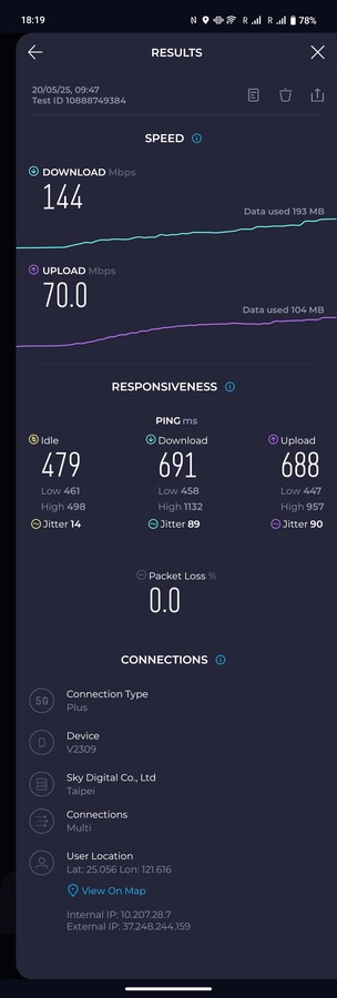 odbiór 5G w środku tłumu Computex w Tajpej.