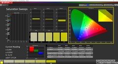 Nasycenie CalMAN (profil: DisplayP3, docelowa przestrzeń kolorów: P3)