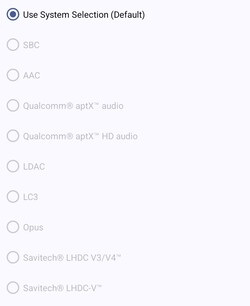 Dostępne kodeki audio Bluetooth