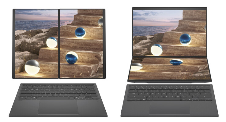 Zenbook Duo (2026) w dwóch z wielu pozycji. (Źródło zdjęcia: Asus)