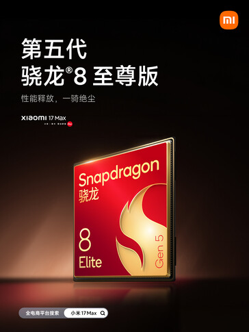 Chipset Snapdragon 8 Elite Gen 5 zasila Xiaomi 17 Max.