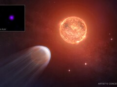 Koncepcyjny obraz planety TOI 1227 b i jej gwiazdy (źródło obrazu: NASA, CXC, SAO i M. Weiss; wykadrowane)