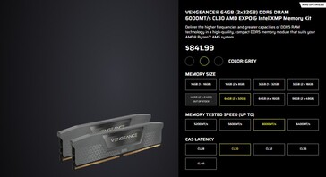 Poprzednia cena zestawu pamięci RAM Corsair Vengeance 64 GB DDR5. (Źródło obrazu: web.archive)