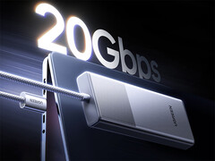 Wersja obudowy SSD o przepustowości 10Gb/s kosztuje 29,99 USD. Na zdjęciu: grafika promocyjna podkreślająca szybkość transferu 20Gb/s drugiego modelu.