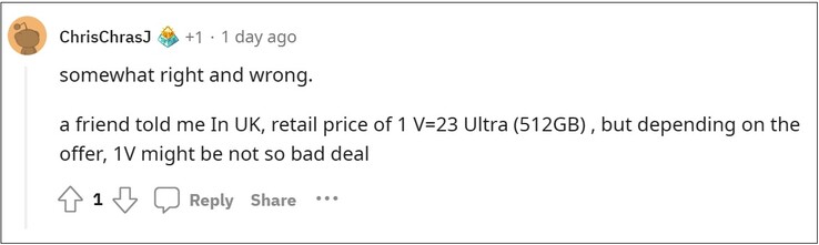 Domniemane informacje o cenie Xperii 1 V. (Źródło obrazu: Reddit)
