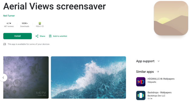 Aplikacja Aerial Screensaver dla Android TV zapewni Państwa urządzeniu taki sam wygaszacz ekranu jak Apple TV, ale może być również używana do pobierania obrazów i filmów bezpośrednio z NAS (Źródło obrazu: AerialViews / Google Play)