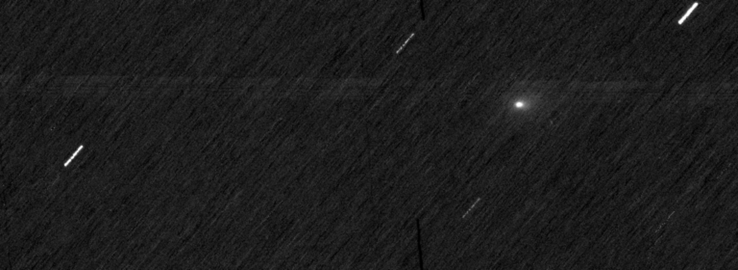 Obraz przedstawiający kometę 3I/ATLAS z Marsa. (Źródło zdjęcia: ESA)