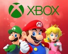 Mario i inne postacie Nintendo poniżej logo Xbox (źródło obrazu: Nintendo of America, Xbox gaming z poprawkami)