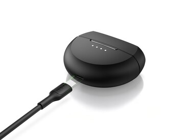 Etui ładujące USB-C słuchawek dousznych SoundForm Rhythm ANC. (Źródło zdjęcia: Belkin)