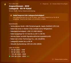 Ten kabel Thunderbolt 3 nie został poprawnie rozpoznany przez aplikację.