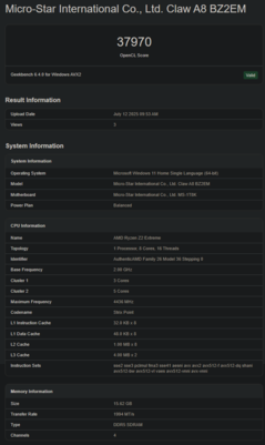 AMD Ryzen Z2 Extreme Geekbench GPU OpenCL (źródło obrazu: Geekbench)