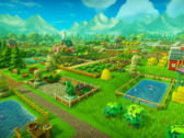 Farm Together 2 ma nowe funkcje, takie jak terraformowanie, budowanie miast i ulepszona automatyzacja. Na zdjęciu - zrzut ekranu z lotu ptaka zielonej farmy z gry. (Źródło obrazu: Steam)