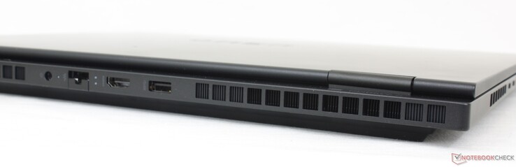 Tył: Zasilacz sieciowy, Gigabit RJ-45, HDMI 2.1, USB-A (5 Gb/s)