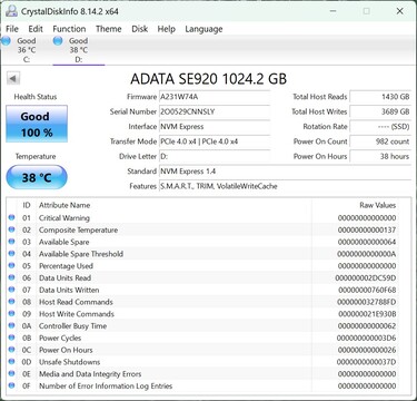 ADATA SE920 współpracuje z PCIe 4.0 x4