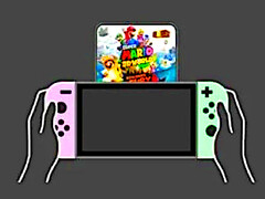 Przełącznik Nintendo z wyświetloną wirtualną kartą do gry Super Mario 3D World.