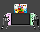 Przełącznik Nintendo z wyświetloną wirtualną kartą do gry Super Mario 3D World.