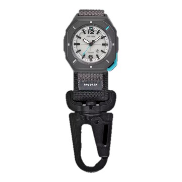 Model Casio PRJ-01AE-8 przymocowany do paska z karabińczykiem