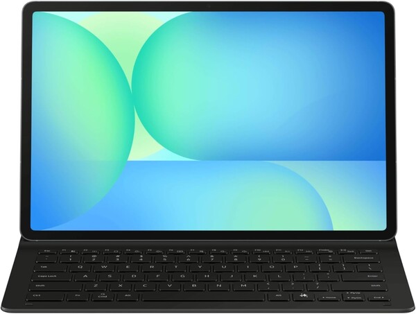 Tablet Galaxy Tab S10 FE przymocowany do klawiatury Book Cover Keyboard Slim. (Źródło obrazu: Samsung)