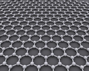 Dwuwymiarowa struktura atomowa grafenu. (Źródło zdjęcia: AlexanderAIUS | Wikimedia)